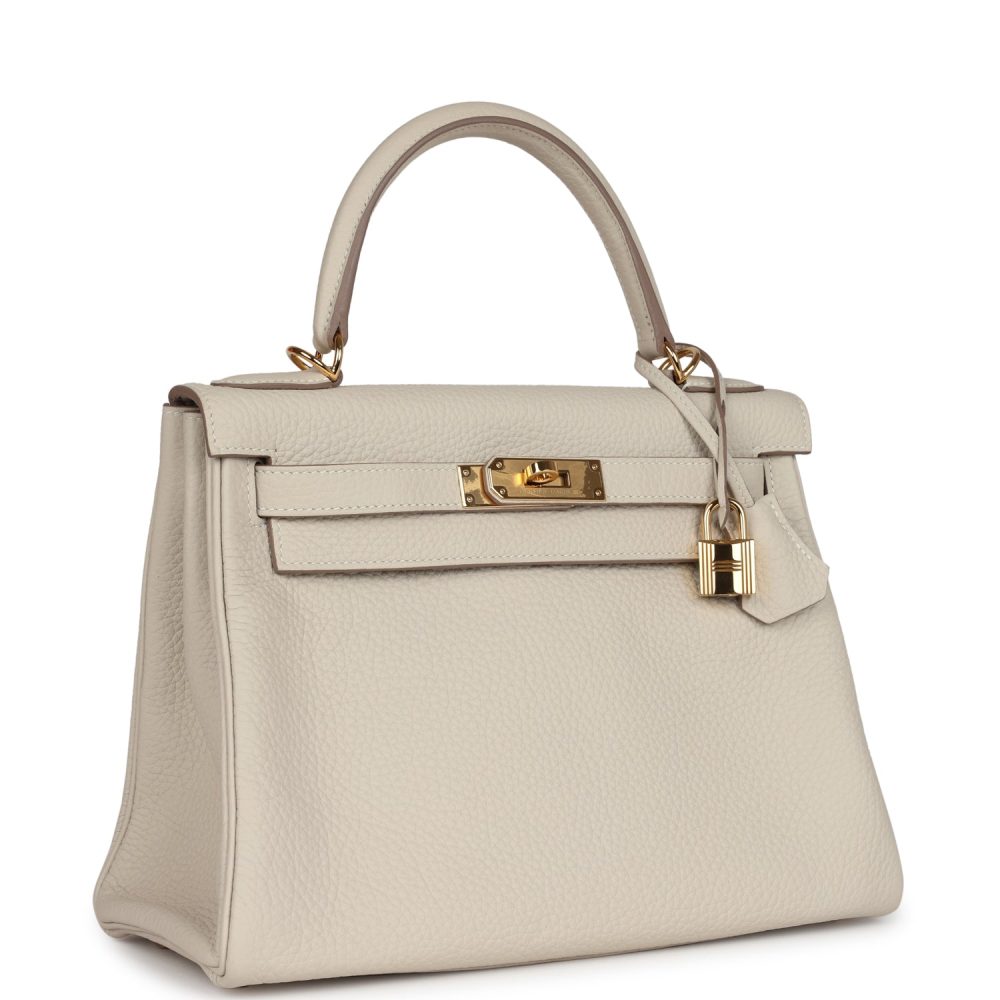 Pre-owned Hermes Kelly Retourne 28 Craie Togo Gold Hardware - Image 2