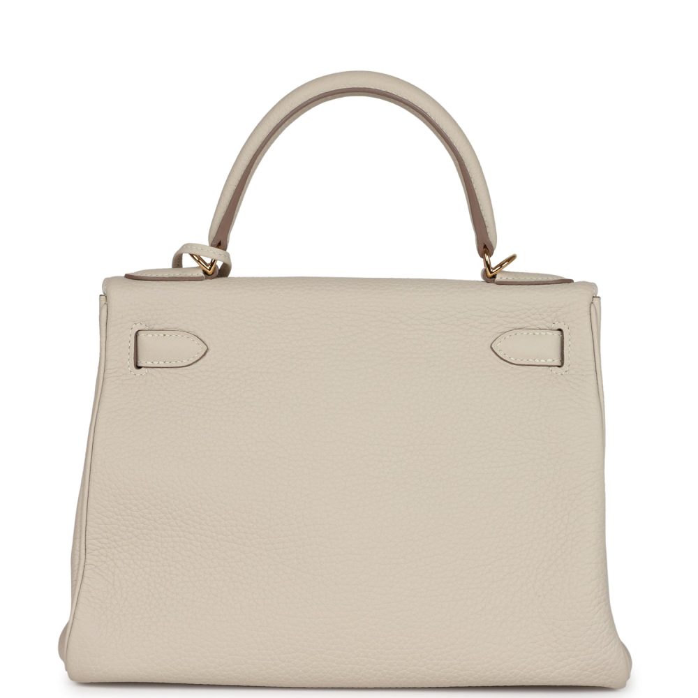 Pre-owned Hermes Kelly Retourne 28 Craie Togo Gold Hardware - Image 4