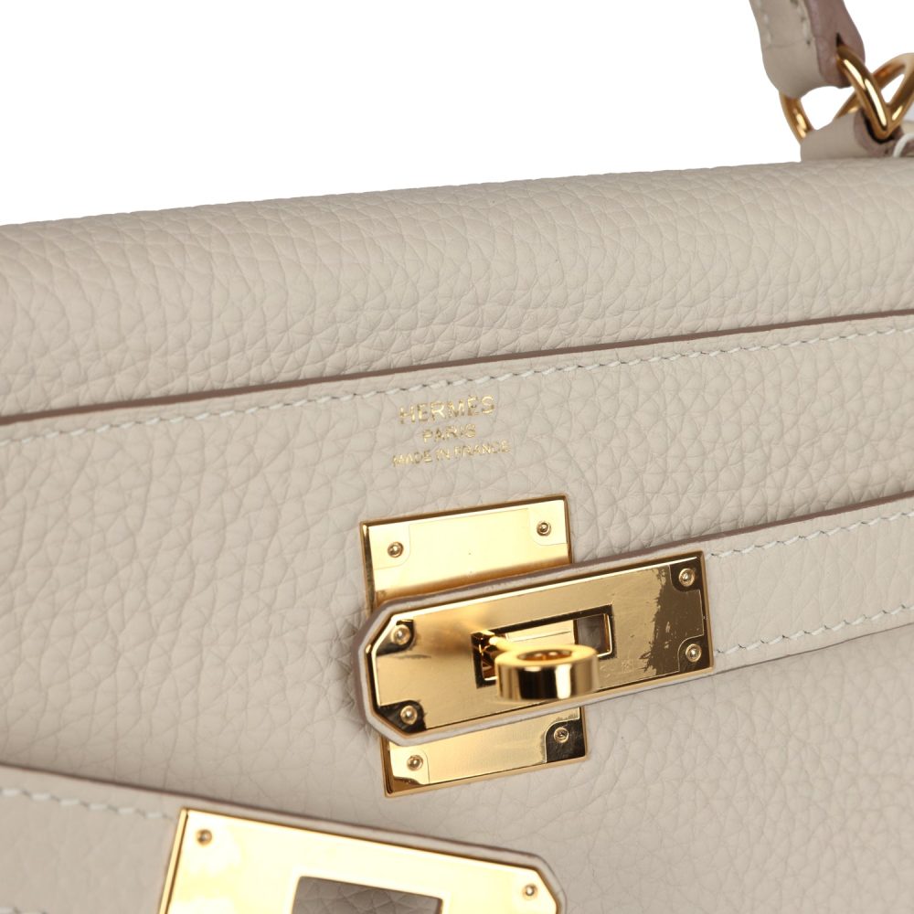 Pre-owned Hermes Kelly Retourne 28 Craie Togo Gold Hardware - Image 7