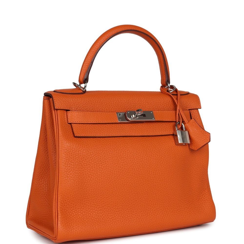 Pre-owned Hermes Special Order (HSS) Kelly Retourne 28 Orange Togo Palladium Hardware - Image 2