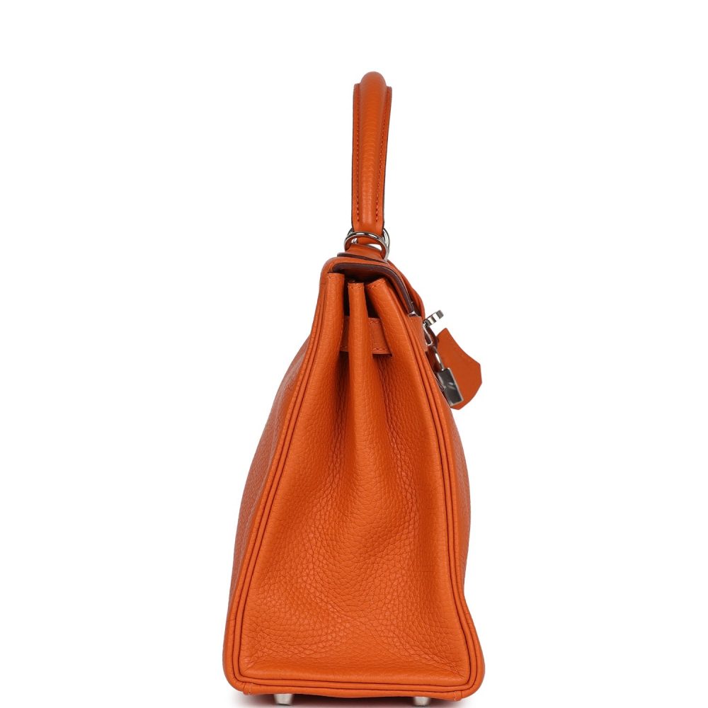Pre-owned Hermes Special Order (HSS) Kelly Retourne 28 Orange Togo Palladium Hardware - Image 3