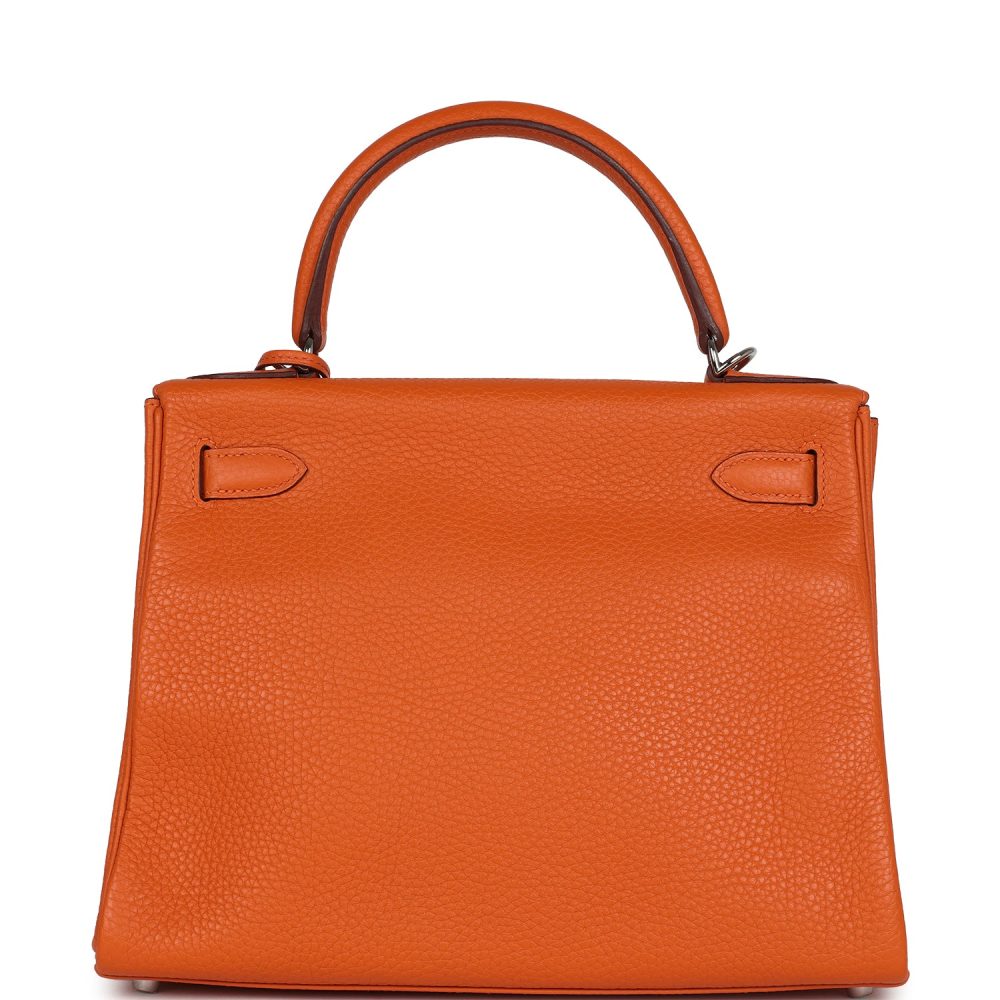 Pre-owned Hermes Special Order (HSS) Kelly Retourne 28 Orange Togo Palladium Hardware - Image 4
