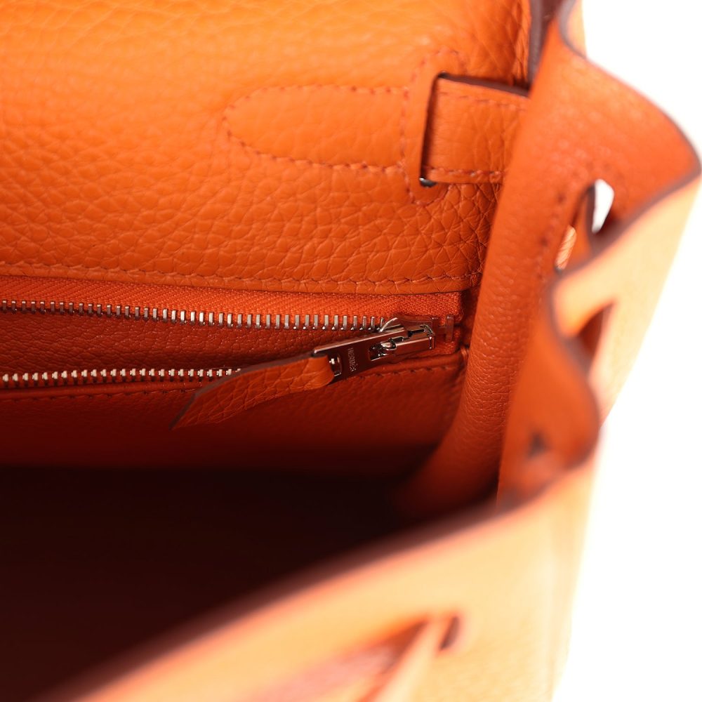 Pre-owned Hermes Special Order (HSS) Kelly Retourne 28 Orange Togo Palladium Hardware - Image 9