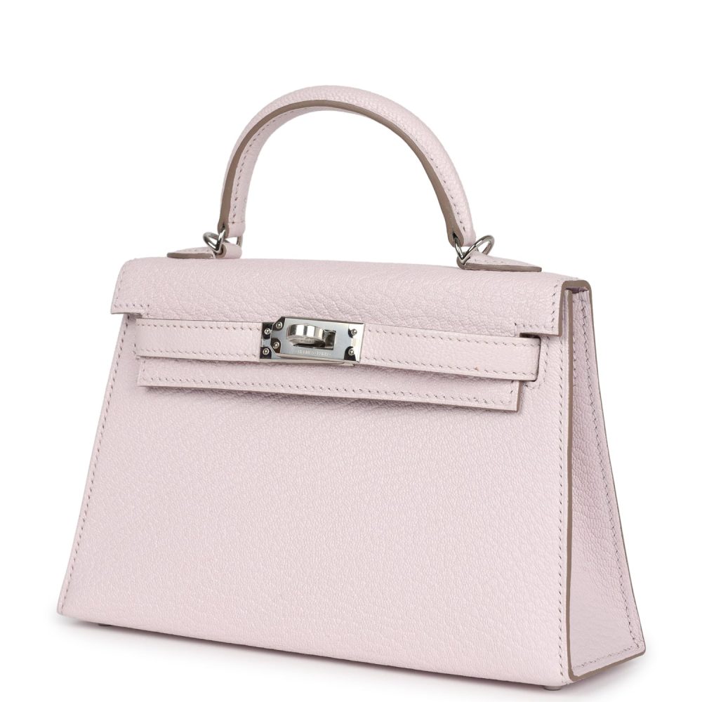 Hermes Kelly Sellier 20 Mauve Pale Chevre Palladium Hardware - Image 5