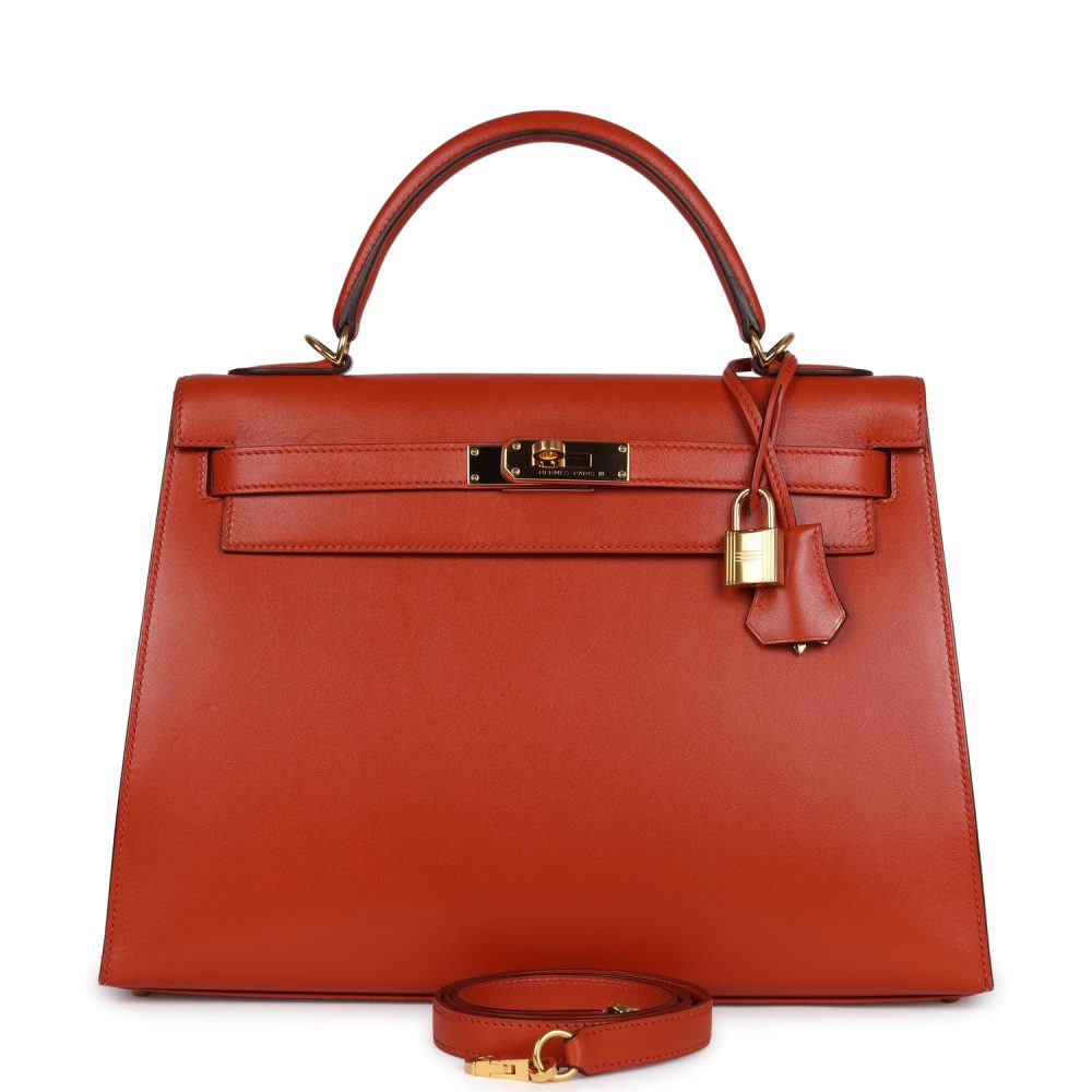 Pre-owned Hermes Kelly Sellier 32 Terre Battue Tadelakt Gold Hardware
