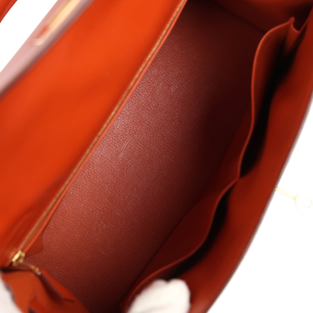 Pre-owned Hermes Kelly Sellier 32 Terre Battue Tadelakt Gold Hardware - Image 8