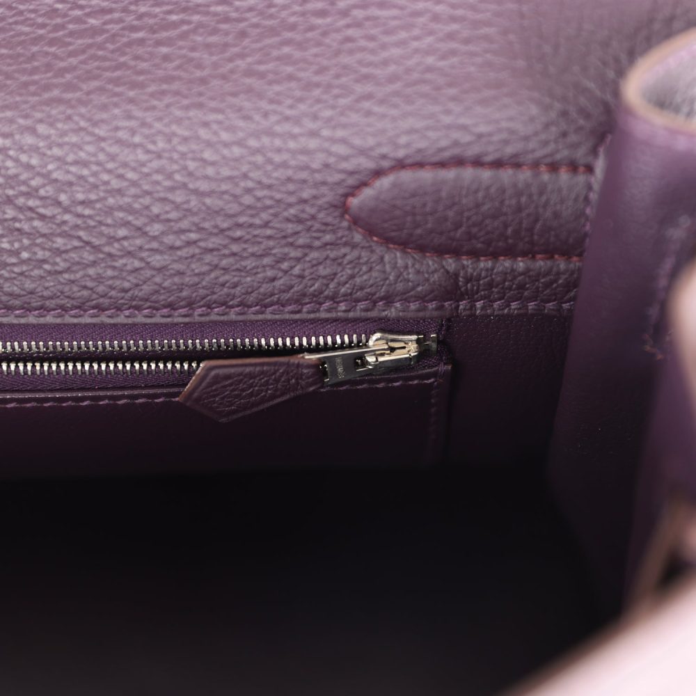 Pre-owned Hermes Fringe Shoulder Kelly 42 JPG Raisin Clemence Palladium Hardware - Image 8