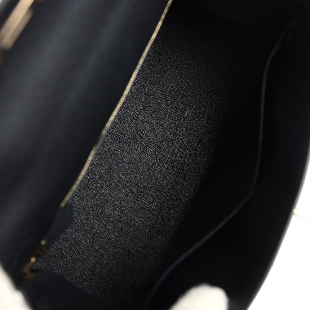 Pre-owned Hermes Kelly Sellier 28 Black Epsom Permabrass Hardware - Image 8