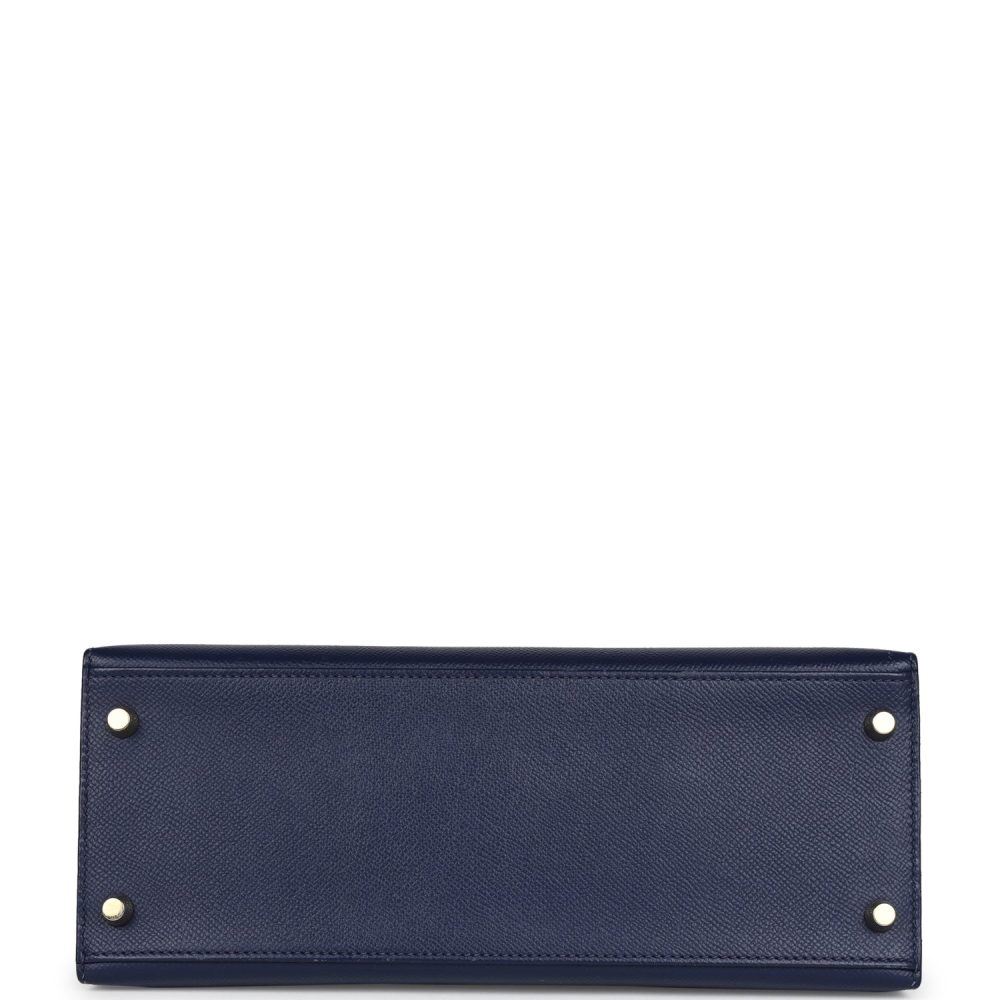 Pre-owned Hermes Kelly Sellier 28 Bleu Saphir Epsom Gold Hardware - Image 6