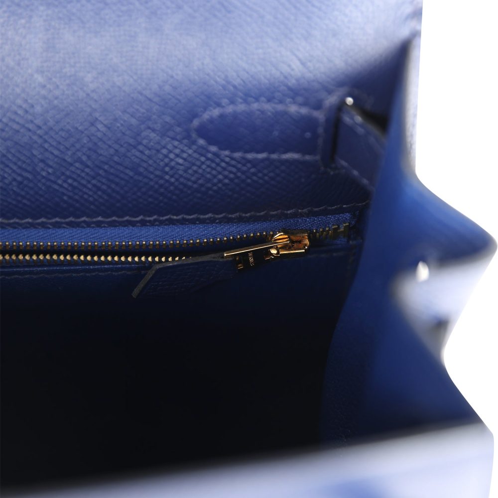 Pre-owned Hermes Kelly Sellier 28 Bleu Saphir Epsom Gold Hardware - Image 12