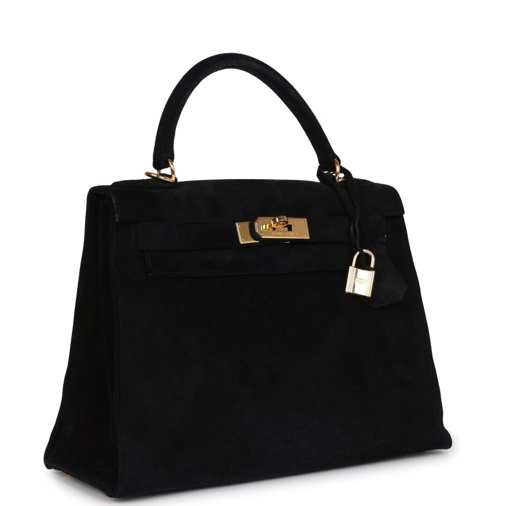 Vintage Hermes Kelly Sellier 28 Black Doblis Gold Hardware - Image 2