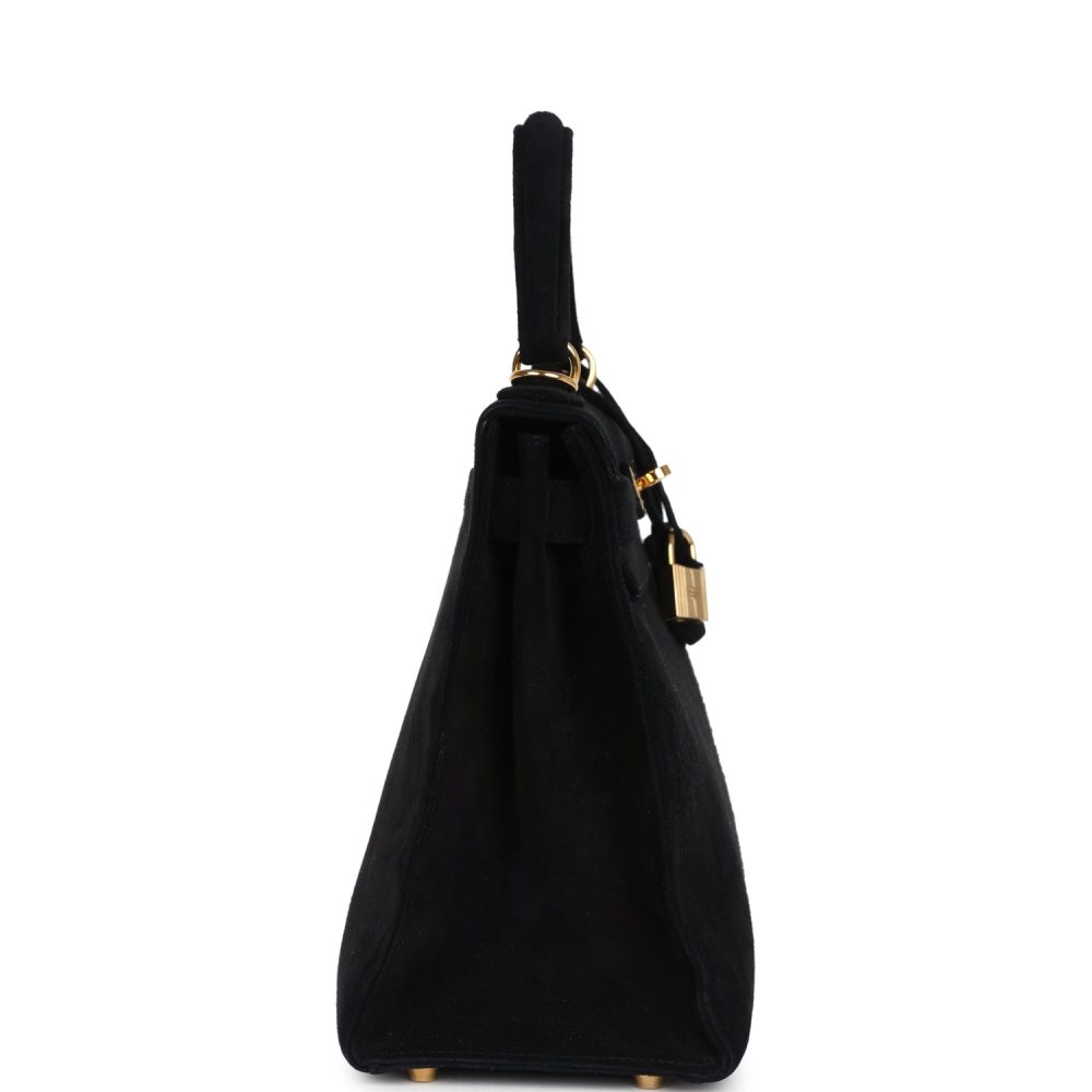 Vintage Hermes Kelly Sellier 28 Black Doblis Gold Hardware - Image 3