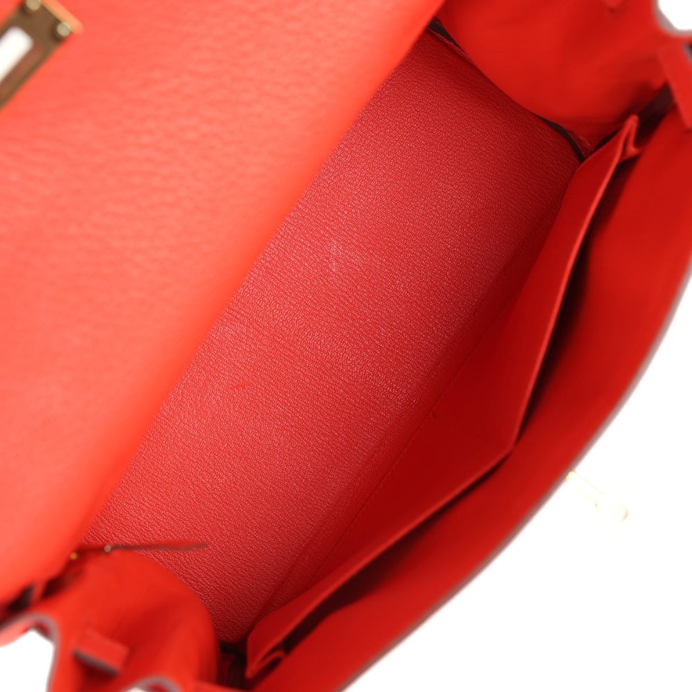 Pre-owned Hermes Kelly Retourne 28 Capucine Togo Gold Hardware - Image 8