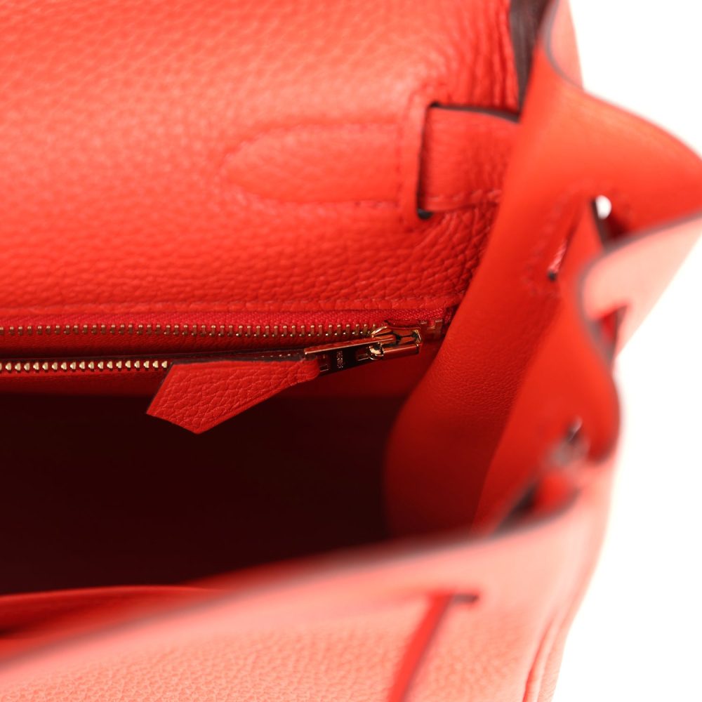 Pre-owned Hermes Kelly Retourne 28 Capucine Togo Gold Hardware - Image 9