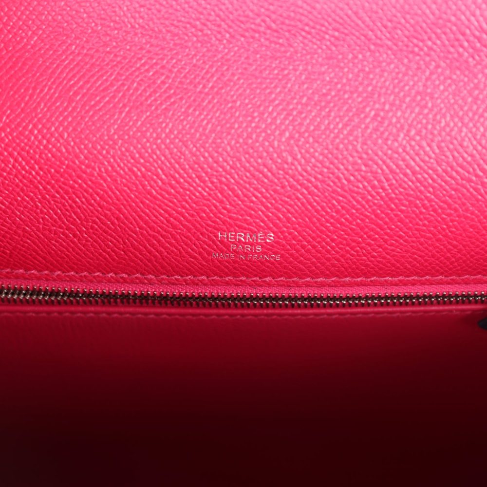Hermes Kelly Sellier 28 Casaque Bleu Indigo and Rouge Sellier Epsom Palladium Hardware - Image 8
