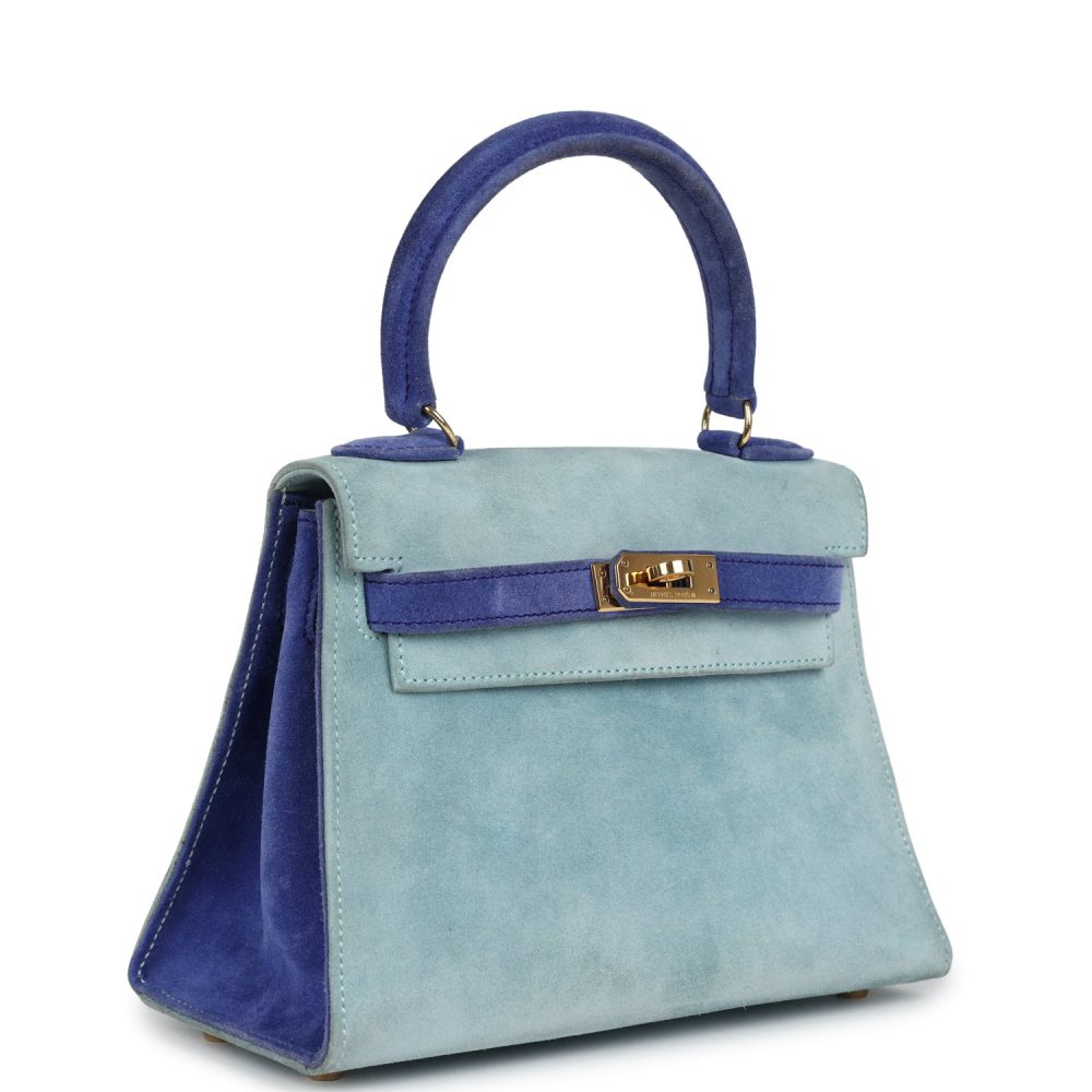 Vintage Hermes Kelly Sellier 20 Bleu Electric and Aqua Doblis Gold Hardware - Image 2