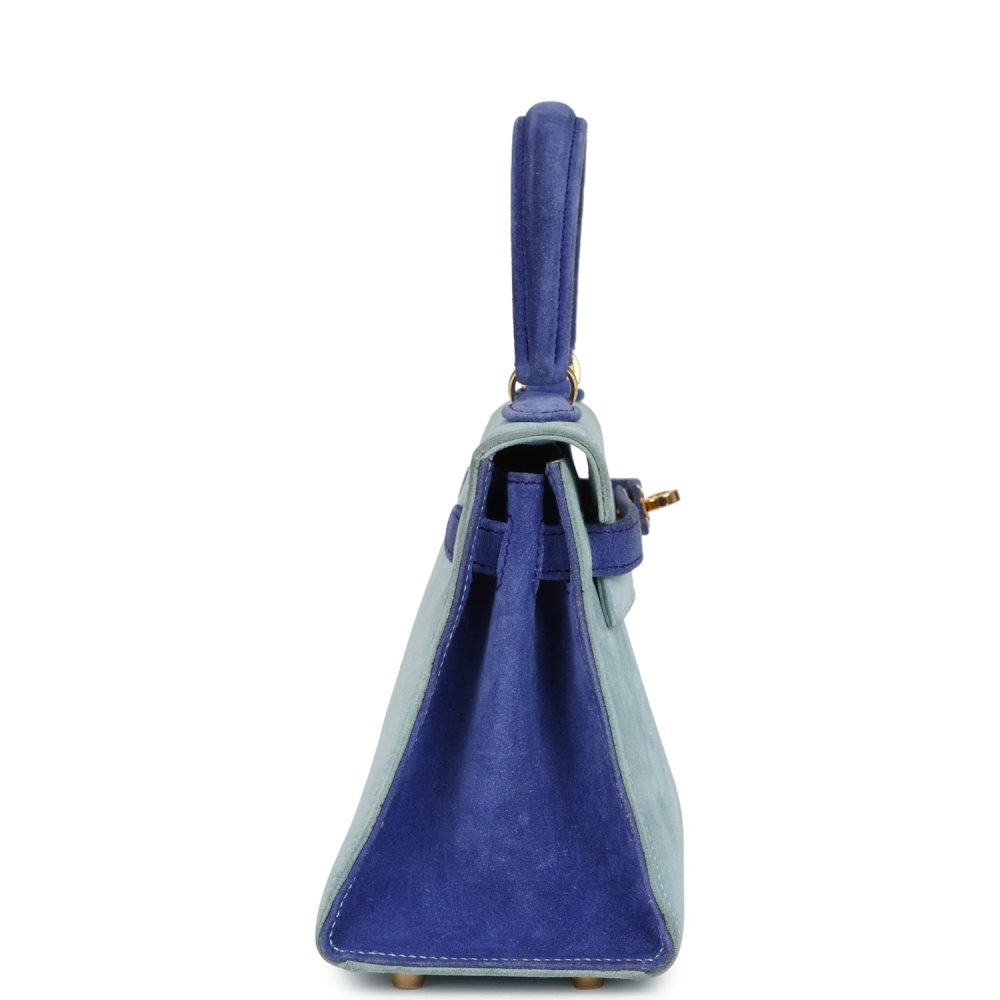 Vintage Hermes Kelly Sellier 20 Bleu Electric and Aqua Doblis Gold Hardware - Image 3