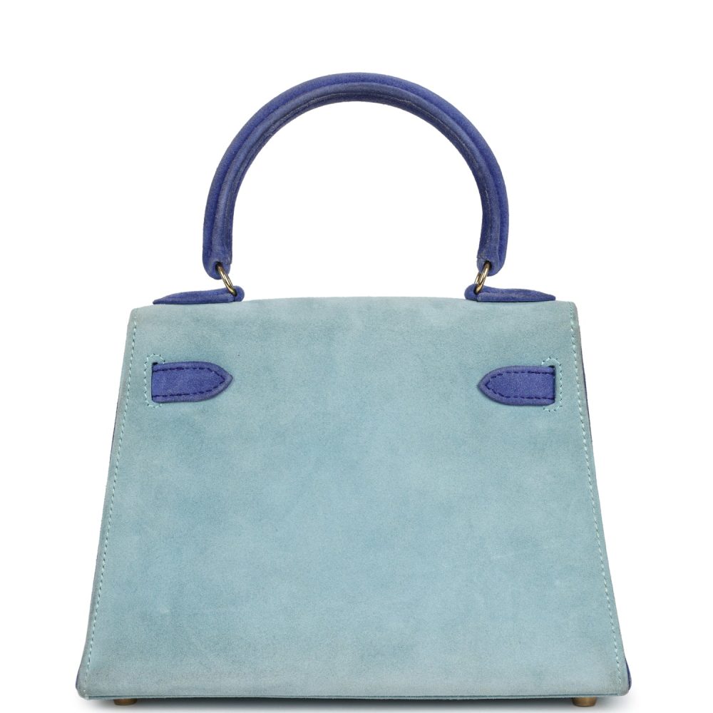 Vintage Hermes Kelly Sellier 20 Bleu Electric and Aqua Doblis Gold Hardware - Image 4