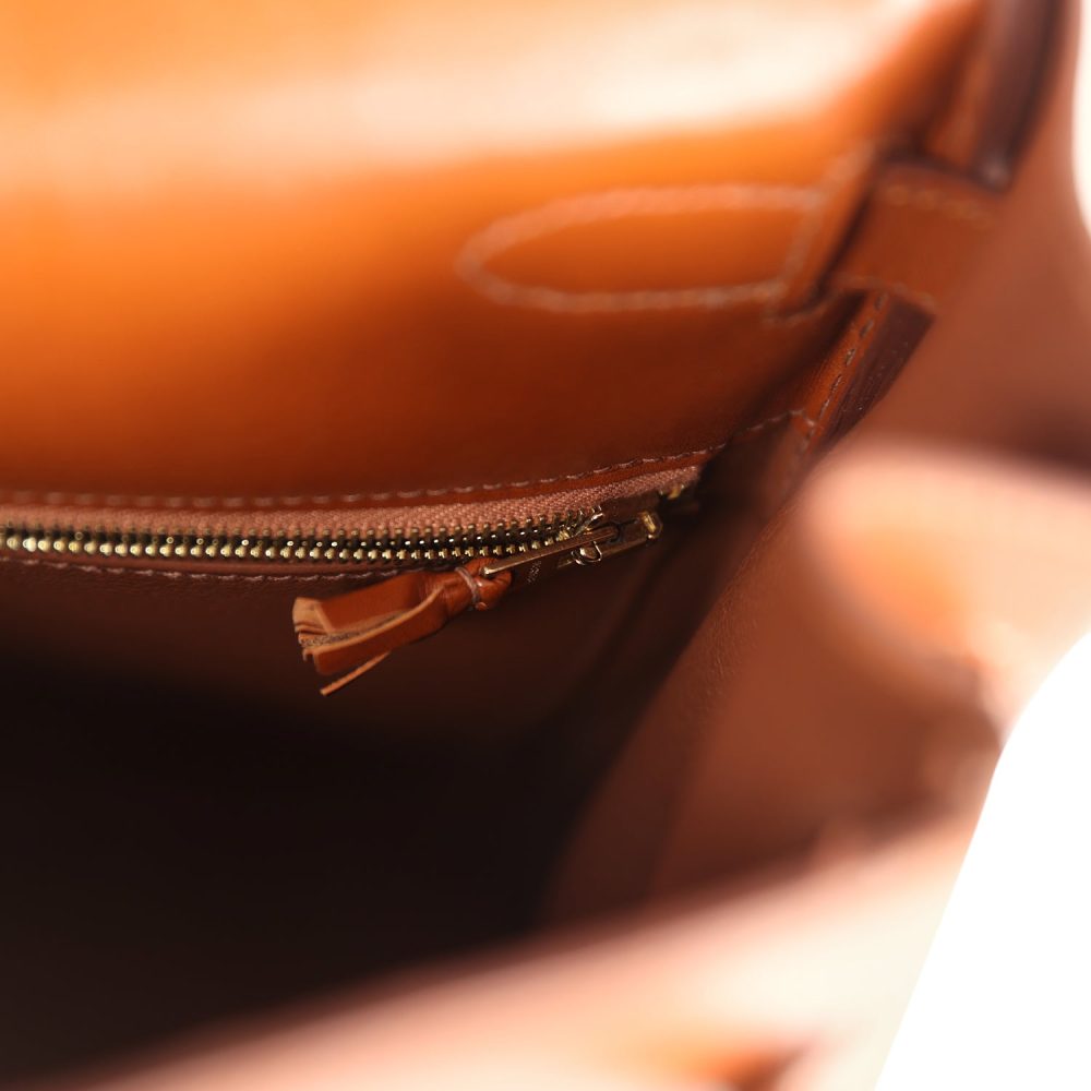 Pre-owned Hermes Ghillies Kelly Retourne 35 Fauve Tadelakt Permabrass Hardware - Image 8