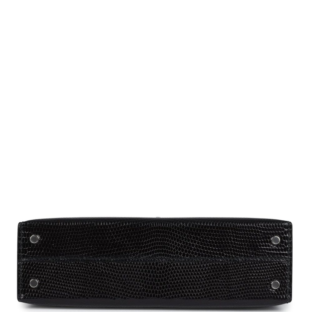 Hermes Kelly Sellier 20 Black Varanus Niloticus Lizard Palladium Hardware - Image 6