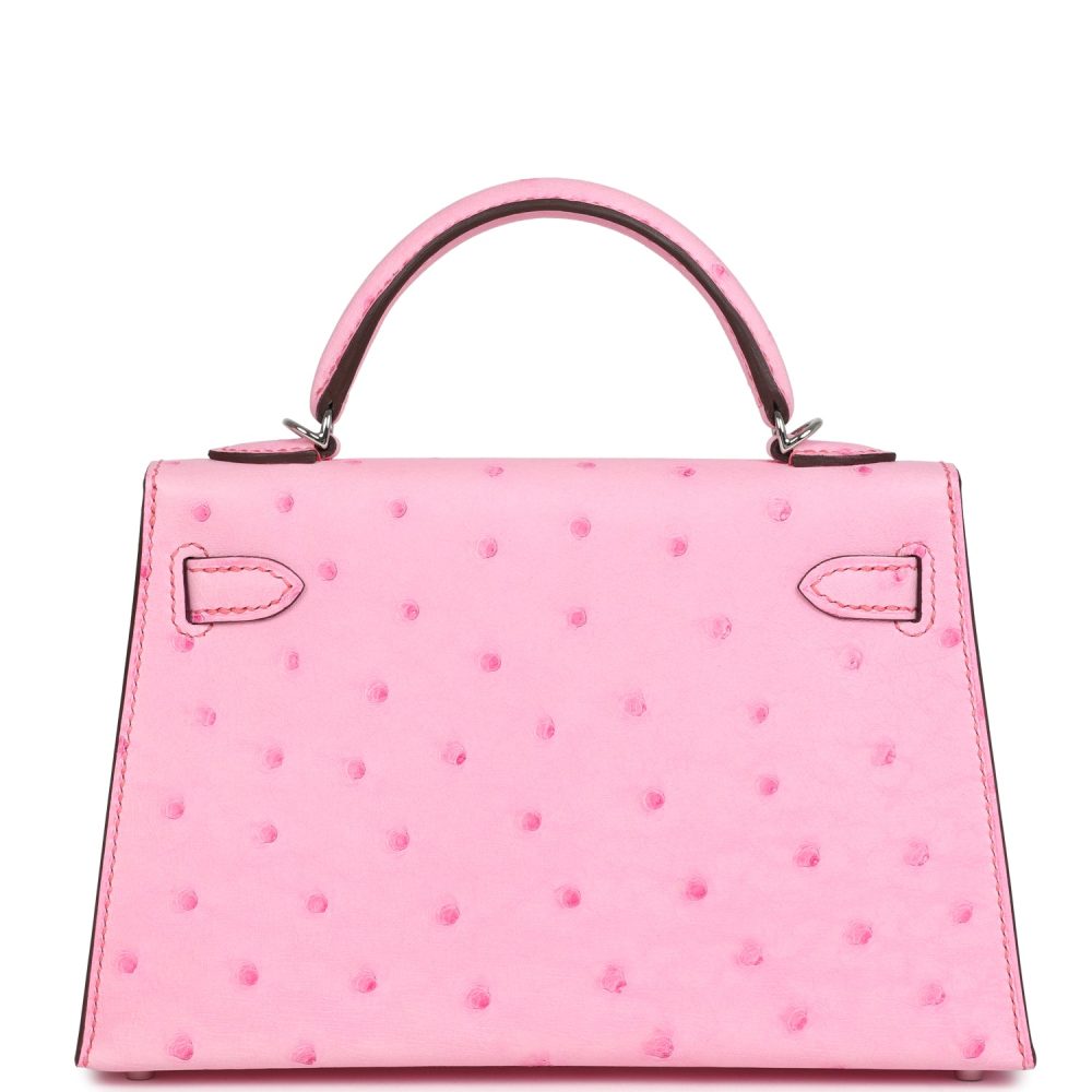 Hermes Kelly Sellier 20 Bubblegum Ostrich Palladium Hardware - Image 5