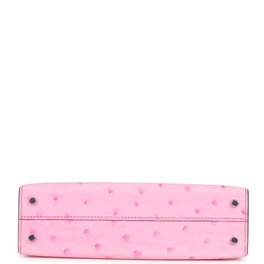 Hermes Kelly Sellier 20 Bubblegum Ostrich Palladium Hardware - Image 6