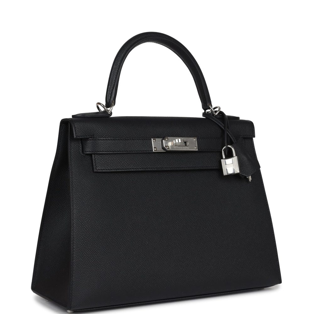 Hermes Kelly Sellier 28 Black Epsom Palladium Hardware - Image 2