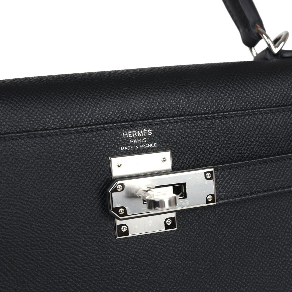 Hermes Kelly Sellier 28 Black Epsom Palladium Hardware - Image 7