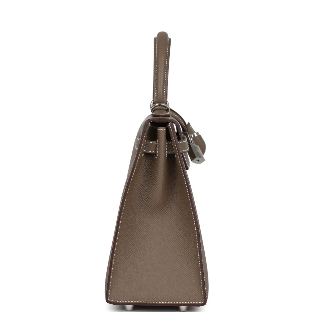 Pre-owned Hermes Kelly Sellier 25 Etoupe Epsom Palladium Hardware - Image 3