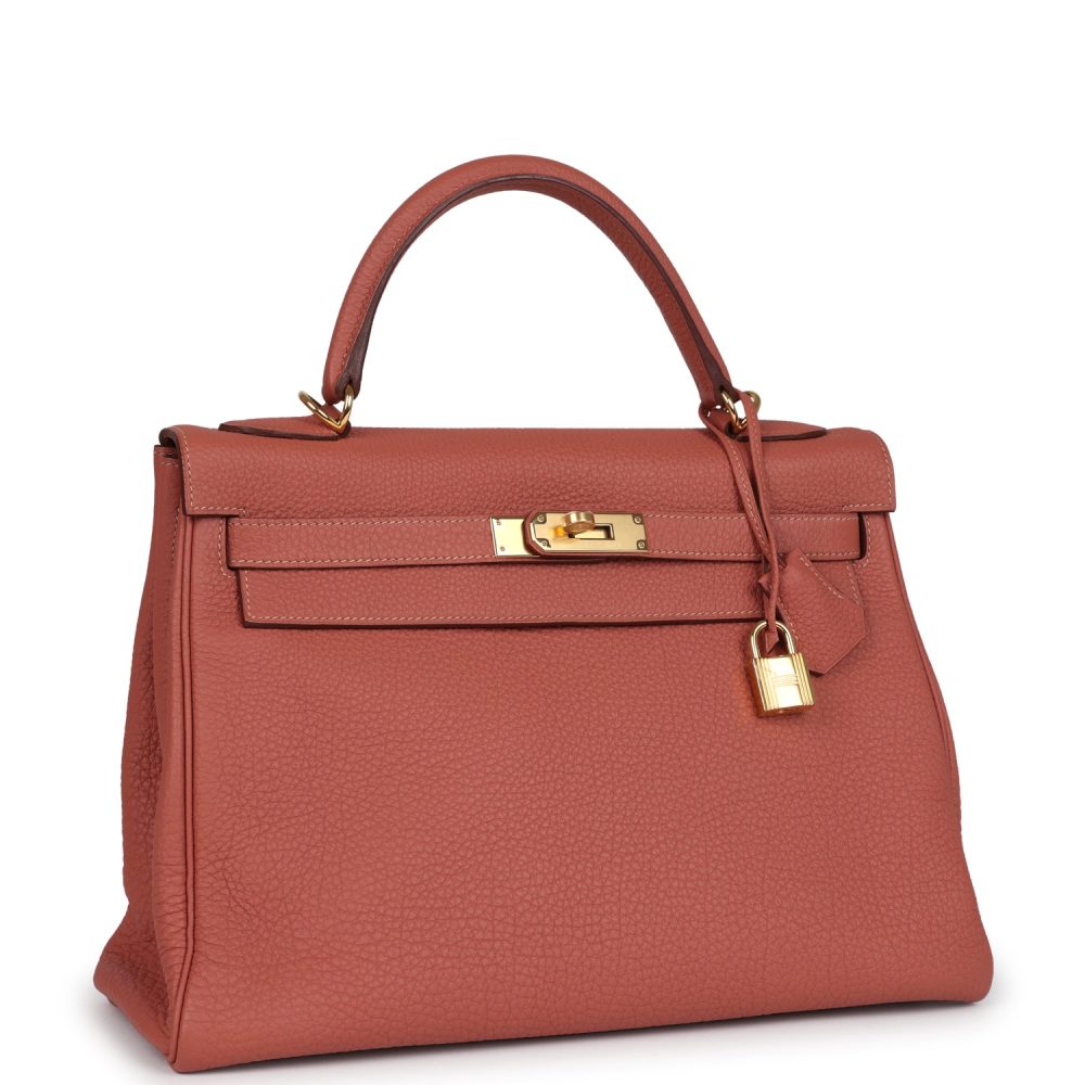 Pre-owned Hermes Kelly Retourne 32 Rosy Togo Gold Hardware - Image 2