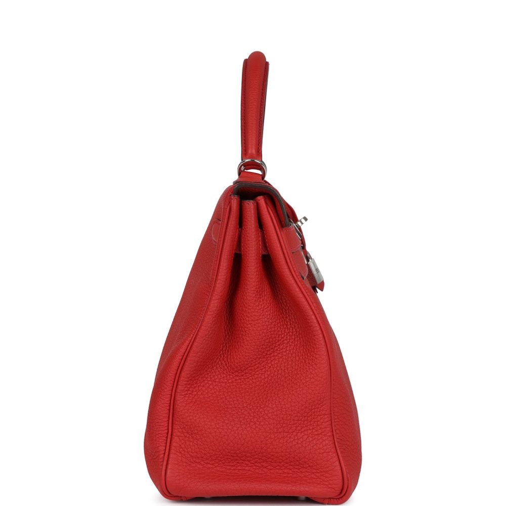 Pre-owned Hermes Kelly Retourne 32 Geranium Togo Palladium Hardware - Image 3
