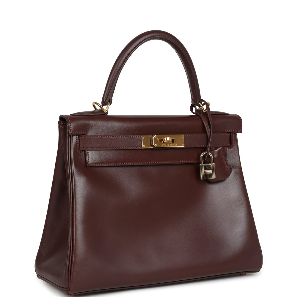 Vintage Hermes Kelly Retourne 28 Noisette Box Gold Hardware - Image 2