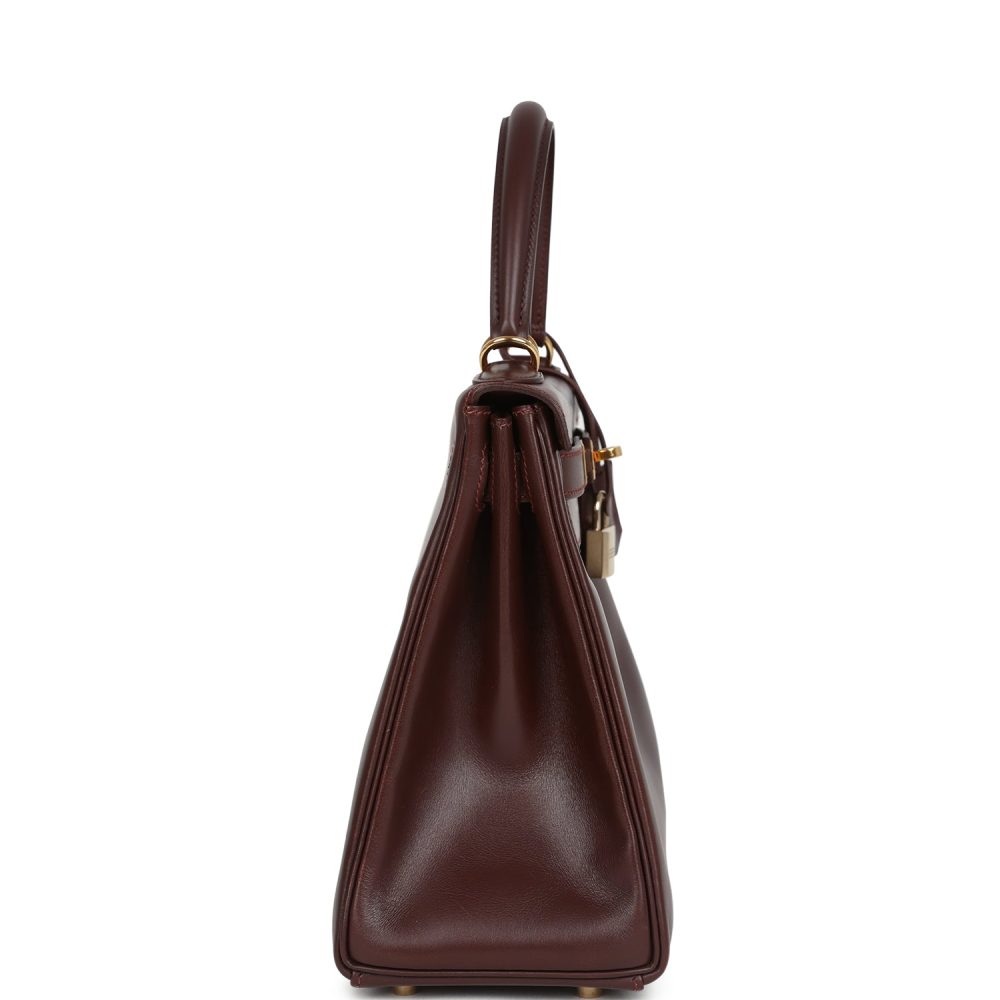 Vintage Hermes Kelly Retourne 28 Noisette Box Gold Hardware - Image 3