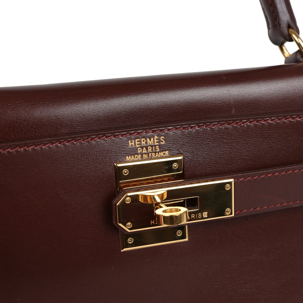 Vintage Hermes Kelly Retourne 28 Noisette Box Gold Hardware - Image 7