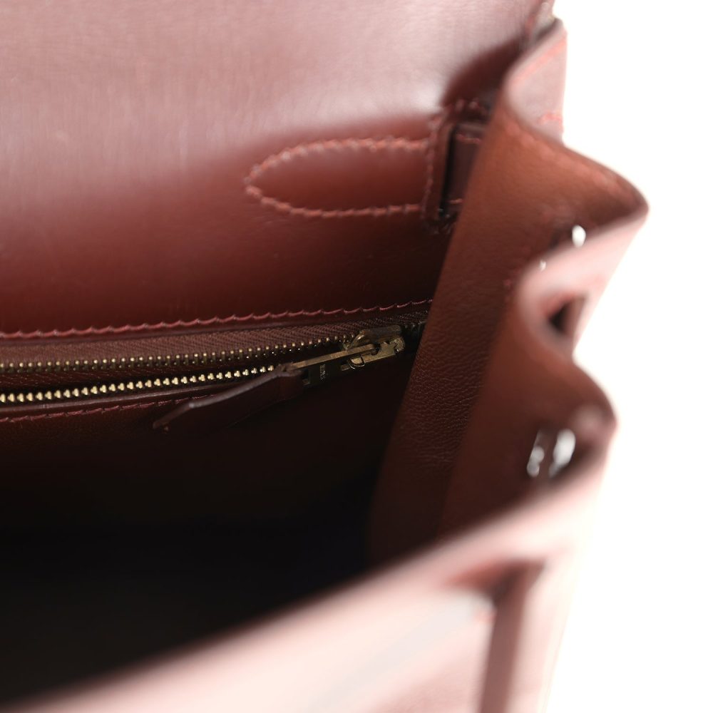 Vintage Hermes Kelly Retourne 28 Noisette Box Gold Hardware - Image 9