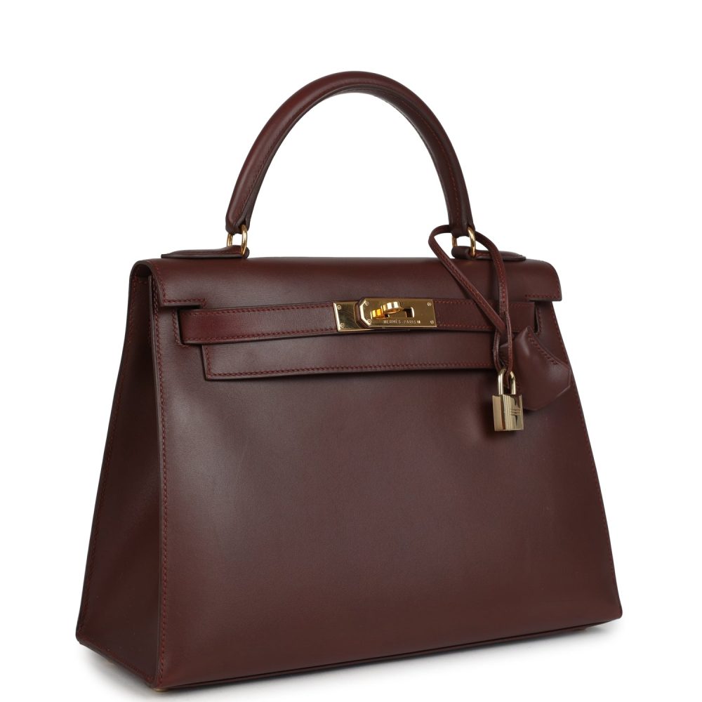 Vintage Hermes Kelly Sellier 28 Noisette Box Gold Hardware - Image 2
