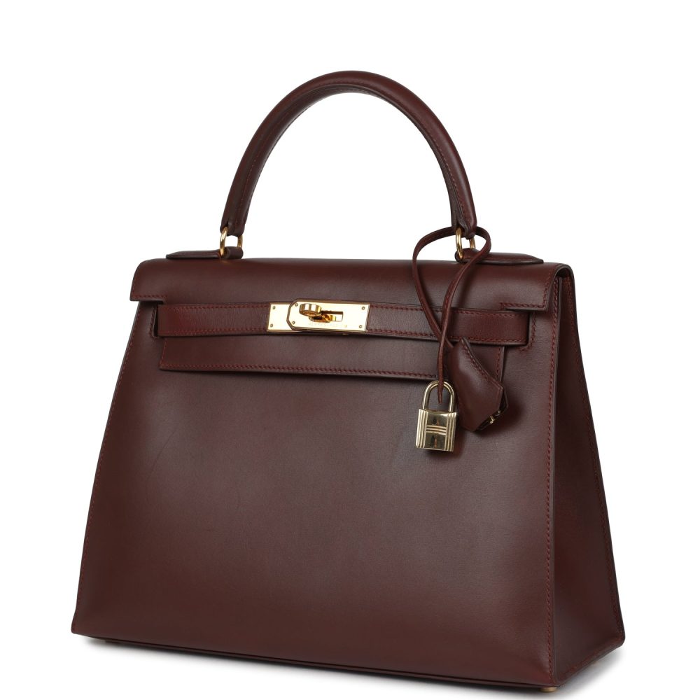 Vintage Hermes Kelly Sellier 28 Noisette Box Gold Hardware - Image 5