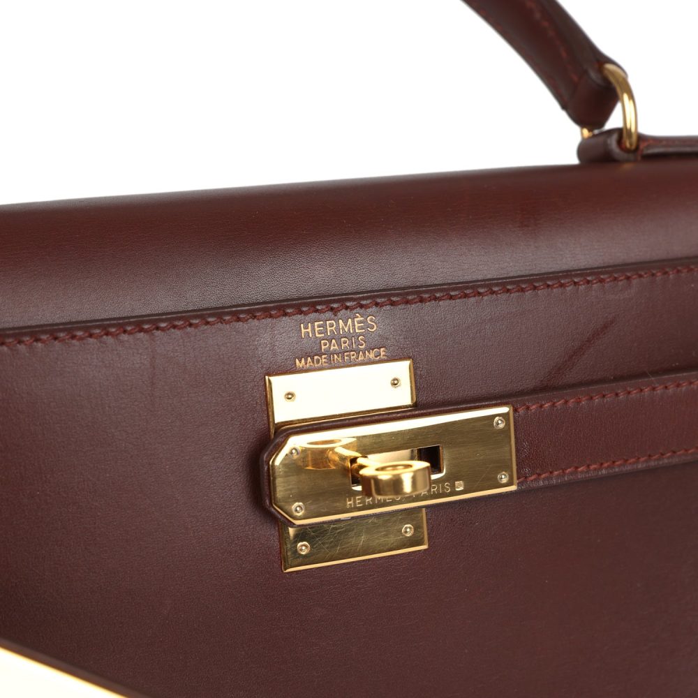Vintage Hermes Kelly Sellier 28 Noisette Box Gold Hardware - Image 7