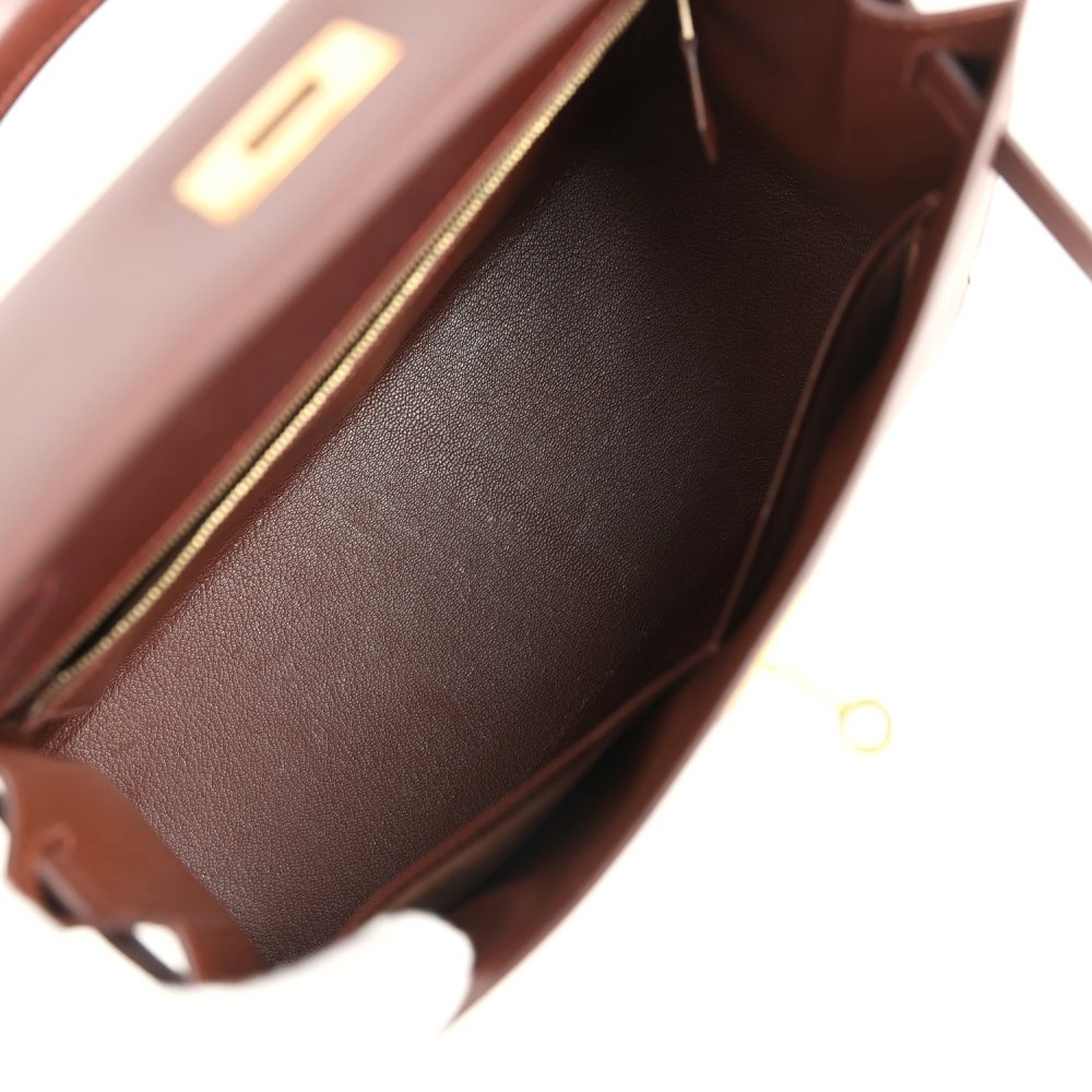 Vintage Hermes Kelly Sellier 28 Noisette Box Gold Hardware - Image 8