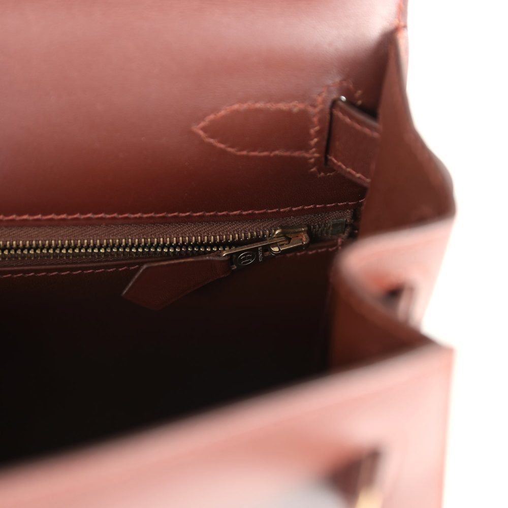 Vintage Hermes Kelly Sellier 28 Noisette Box Gold Hardware - Image 9