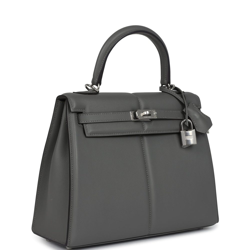 Hermes Padded Kelly Sellier 25 Gris Meyer Swift Palladium Hardware - Image 2