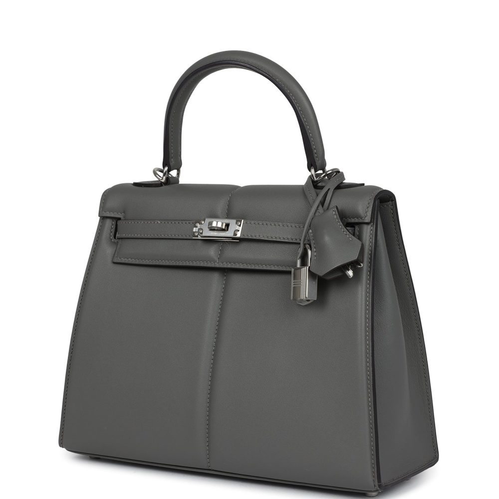 Hermes Padded Kelly Sellier 25 Gris Meyer Swift Palladium Hardware - Image 5