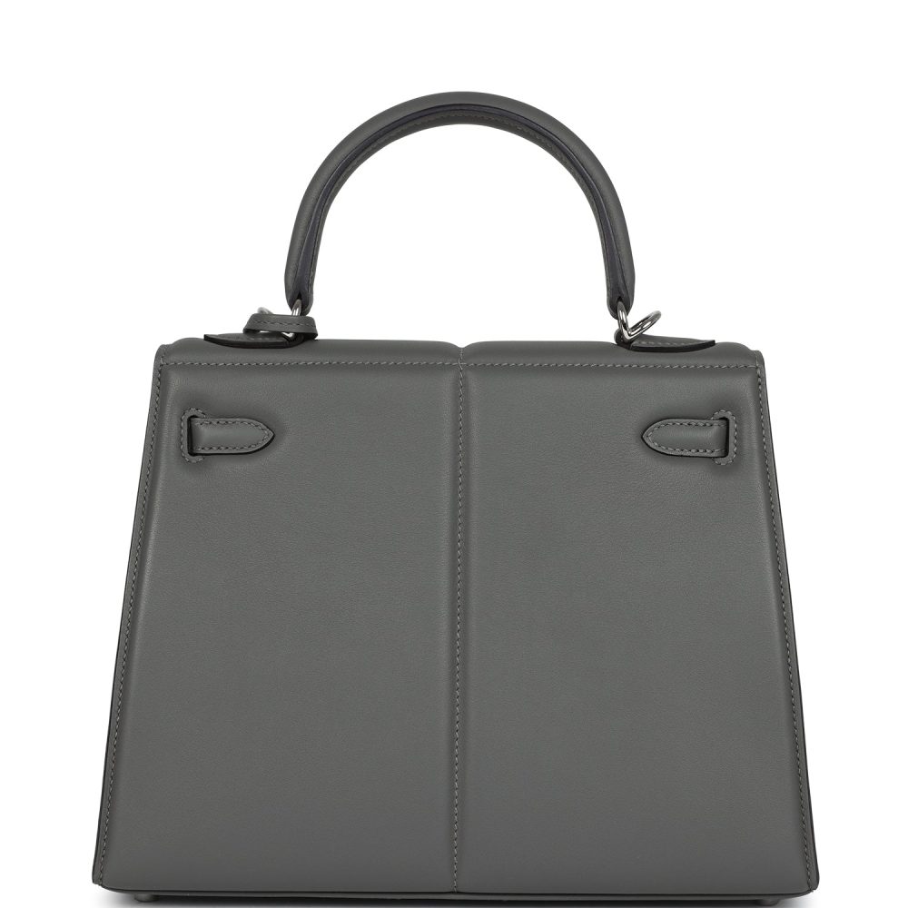 Hermes Padded Kelly Sellier 25 Gris Meyer Swift Palladium Hardware - Image 4