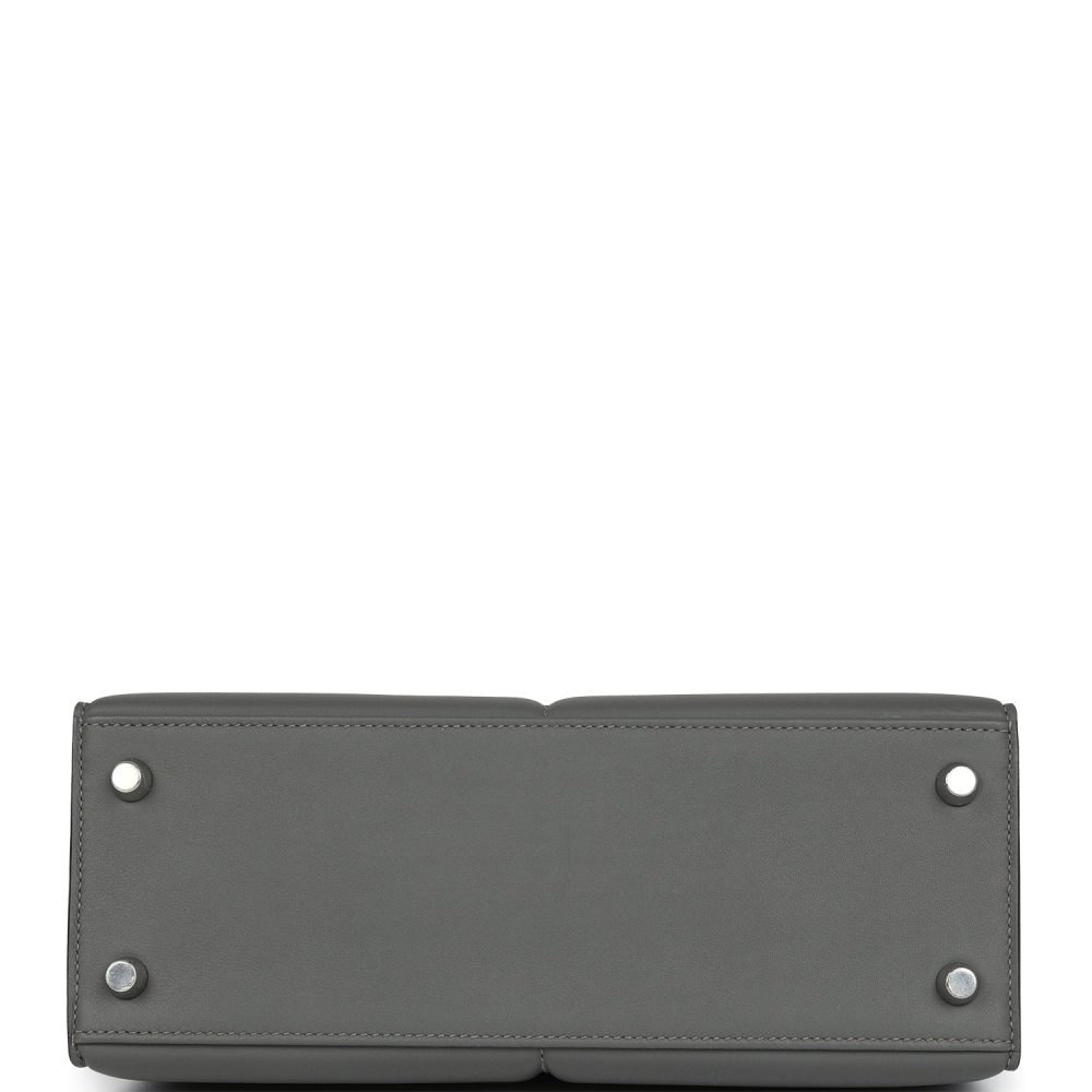 Hermes Padded Kelly Sellier 25 Gris Meyer Swift Palladium Hardware - Image 6