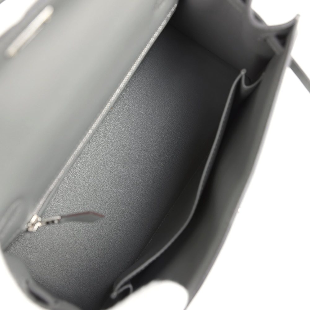 Hermes Padded Kelly Sellier 25 Gris Meyer Swift Palladium Hardware - Image 8