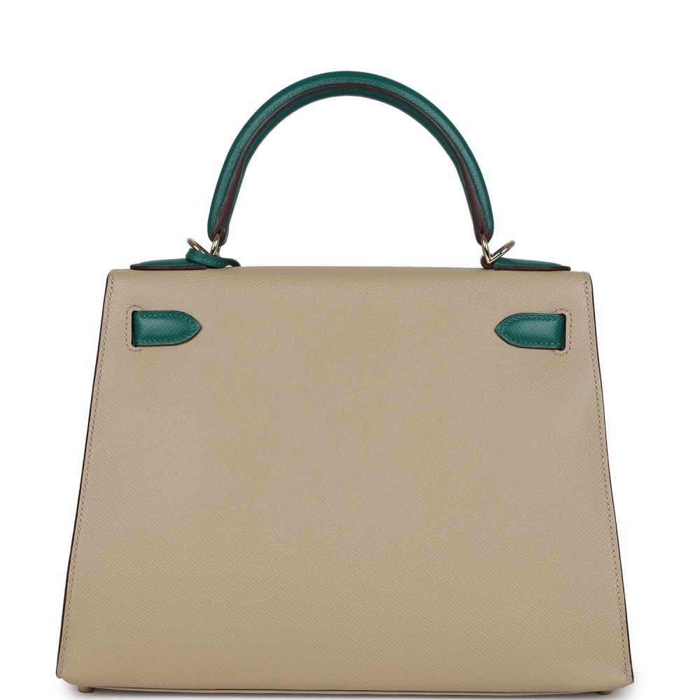 Hermes Special Order (HSS) Kelly Sellier 28 Malachite and Trench Epsom Permabrass Hardware - Image 4