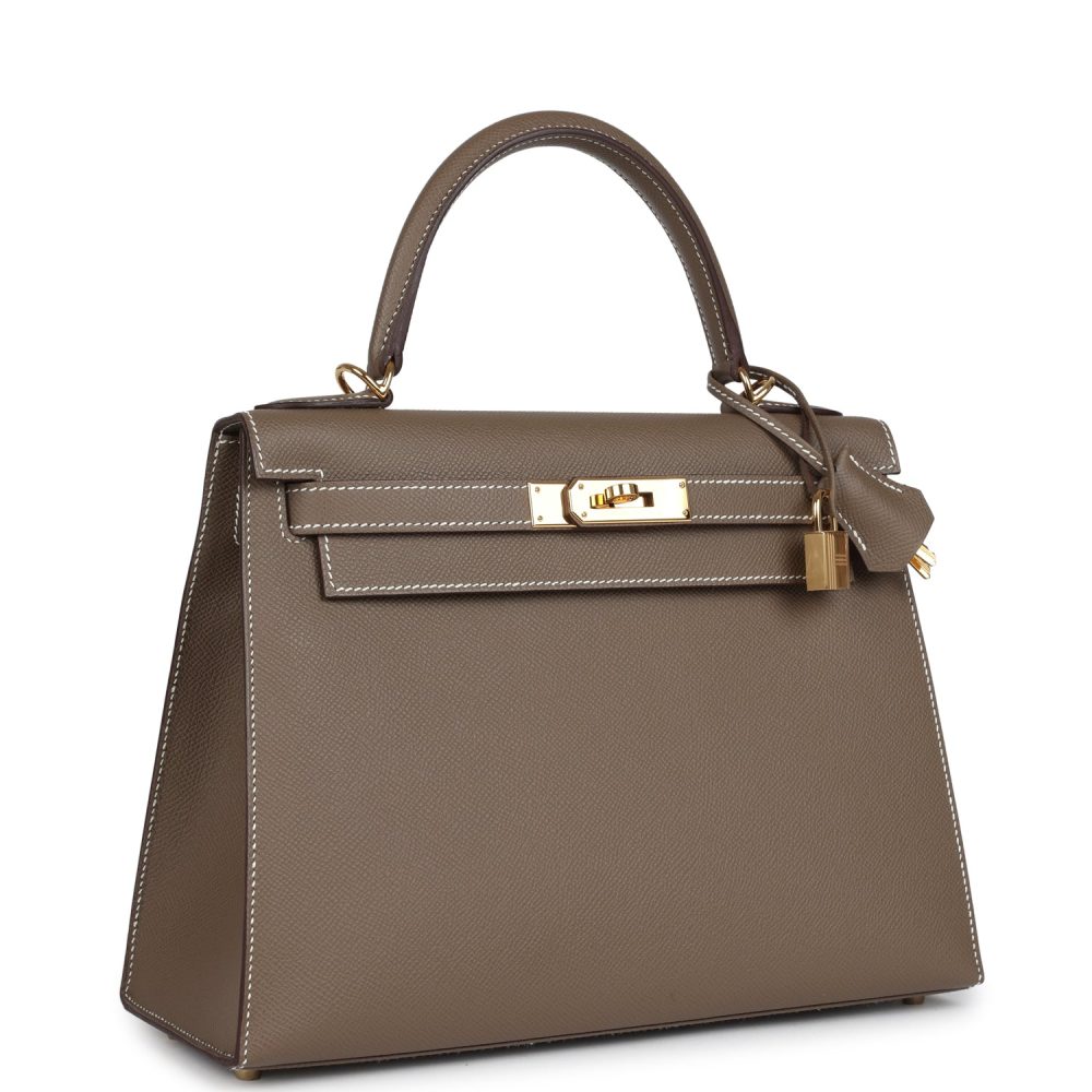 Pre-owned Hermes Kelly Sellier 28 Etoupe Epsom Gold Hardware - Image 2