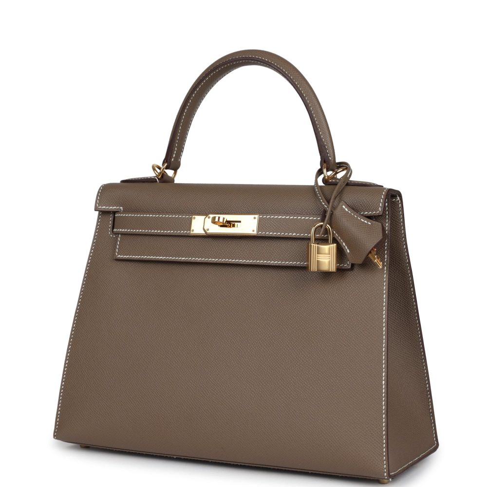 Pre-owned Hermes Kelly Sellier 28 Etoupe Epsom Gold Hardware - Image 5