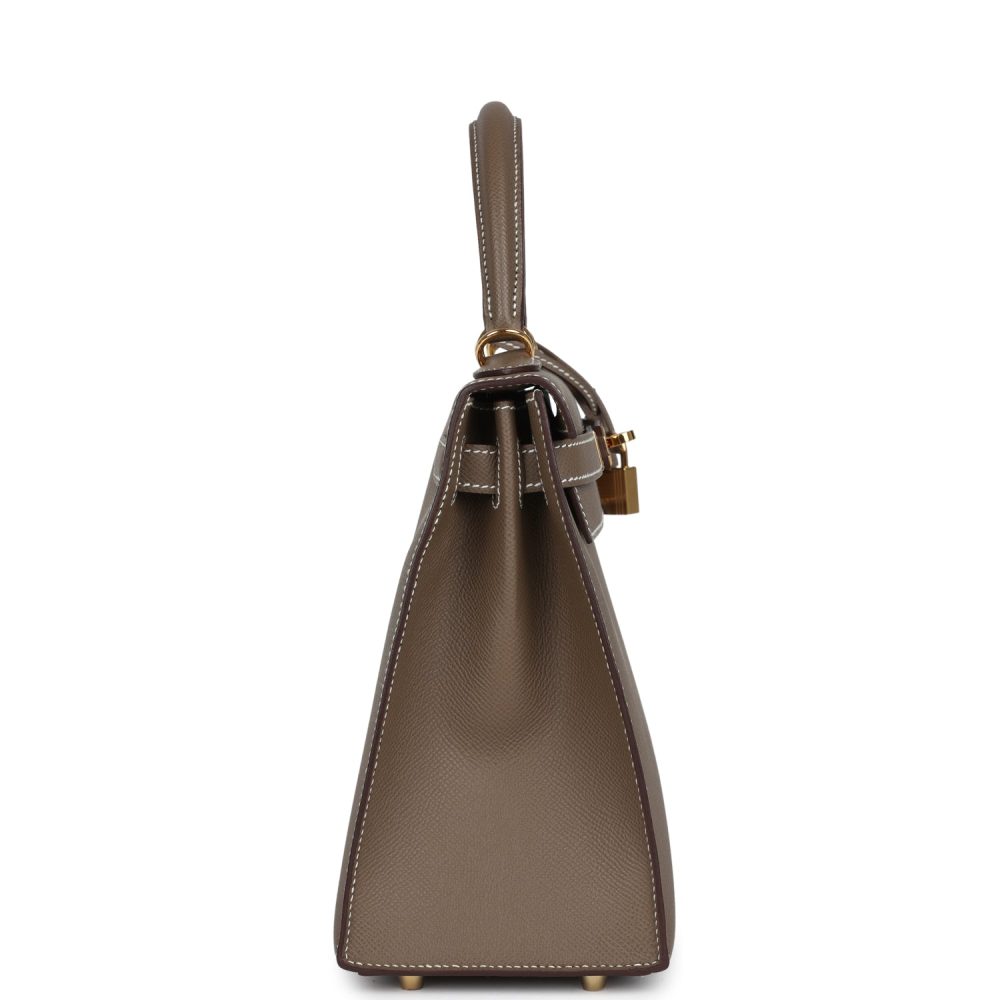Pre-owned Hermes Kelly Sellier 28 Etoupe Epsom Gold Hardware - Image 3