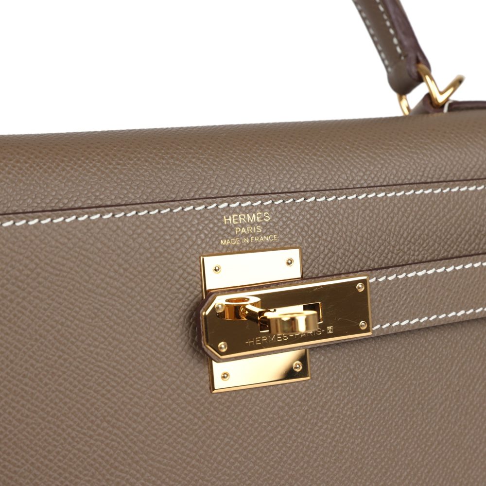 Pre-owned Hermes Kelly Sellier 28 Etoupe Epsom Gold Hardware - Image 7